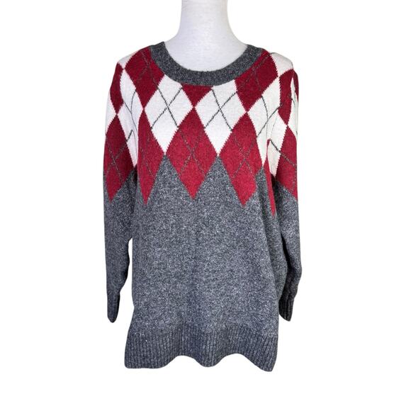 Torrid Red and Gray Argyle Sweater EUC - Picture 4 of 15